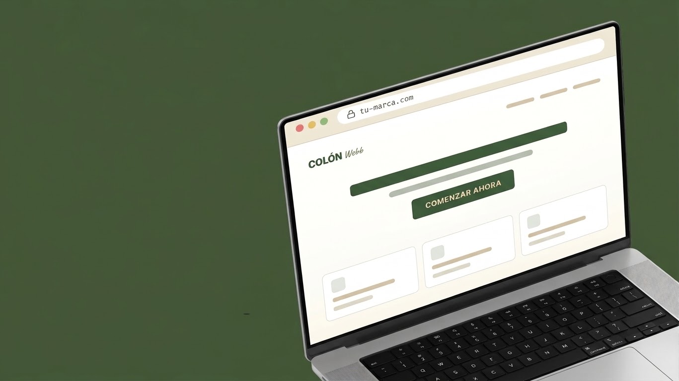 Espacio de trabajo de diseño web con pantalla, muestras de color y papelería
